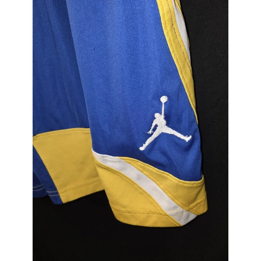 Air Jordan Retro Laney Basketball Shorts Men's Medium Retro 5 V Blue Yellow NWOT